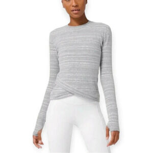 Lululemon Close to Crossing Long Sleeve *Rulu White Gray Stripe Jacquard 4